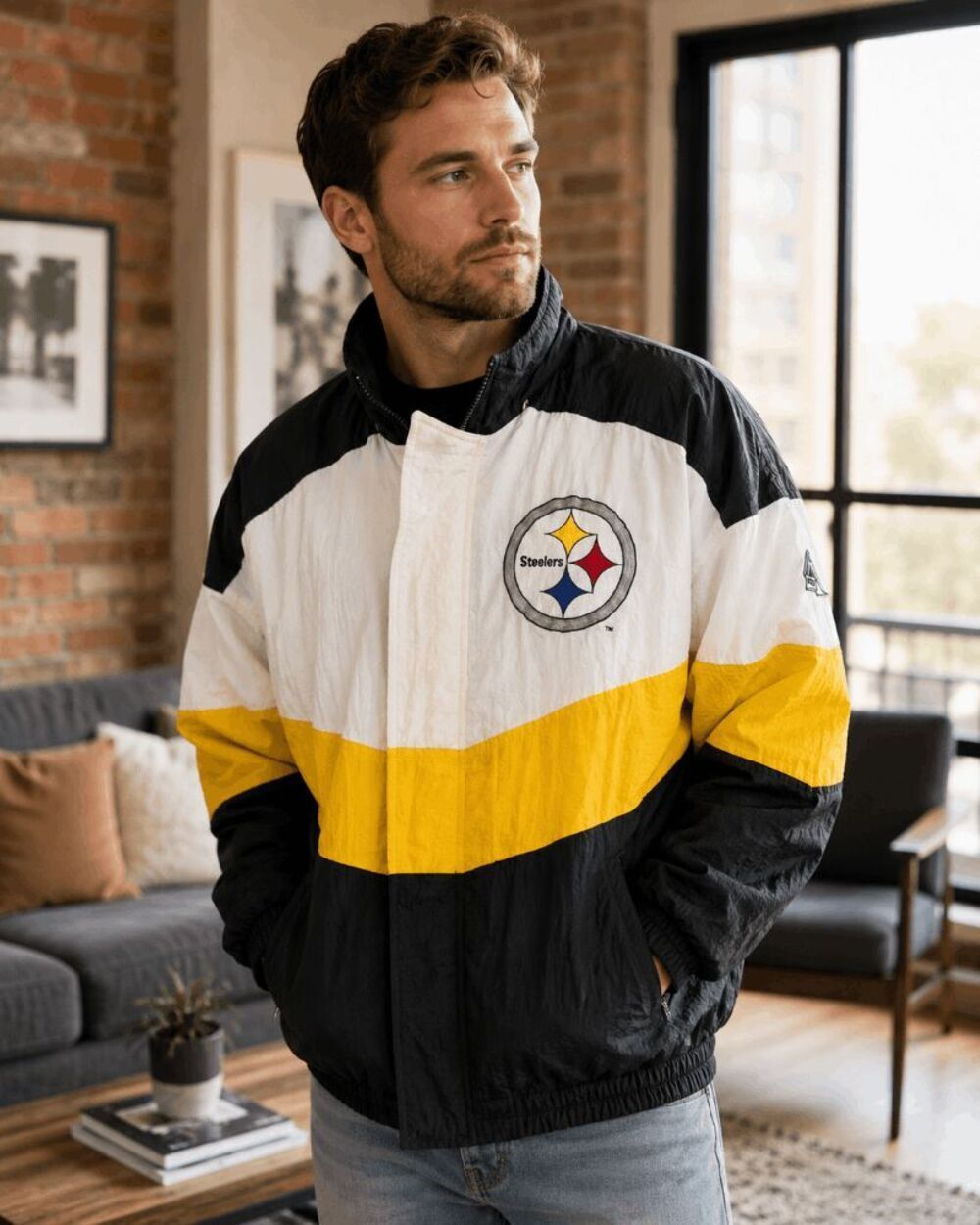 MEN’S AUTHENTIC PROLINE APEX FULL ZIP NFL PITTSBURGH STEELERS JACKET SZ Medium
